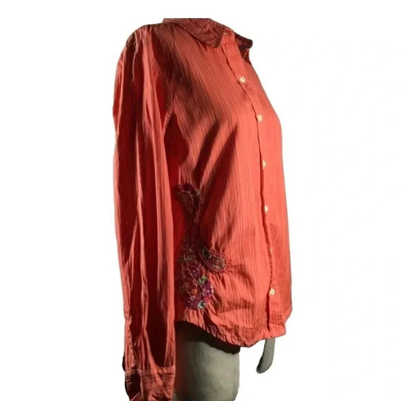 NWT 3J Johnny Was Button Up Top Women's Small Red Embroidered Paisley Pattern - Picture 2 of 9